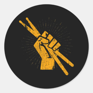 Drummer Drum Sticks Schlagzeug Lover Rock Runder Aufkleber