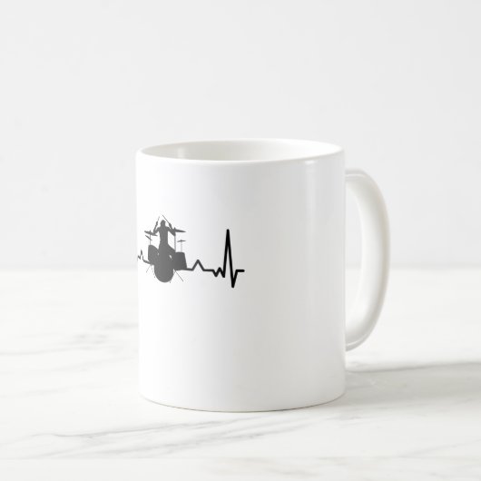 Drummer Drumming Heartbeat Funny Geschenke Kaffeetasse (VorderseiteRechts)