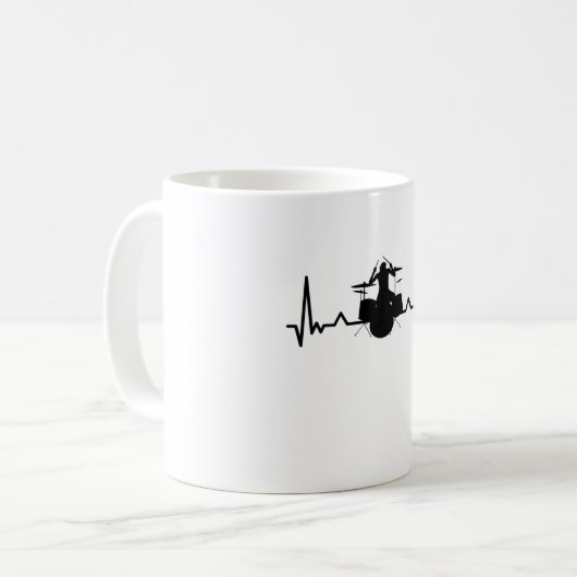 Drummer Drumming Heartbeat Funny Geschenke Kaffeetasse (Vorderseite Links)