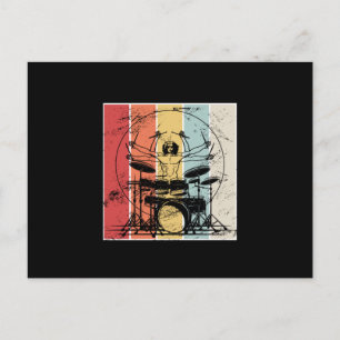 Drummer Drumming Retro Postkarte
