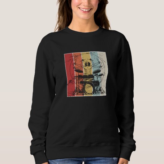 Drummer Drumming Retro Sweatshirt (Vorderseite)