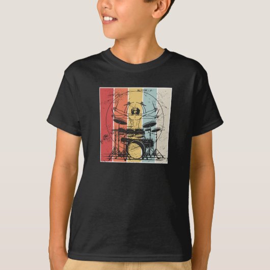 Drummer Drumming Retro T-Shirt (Vorderseite)
