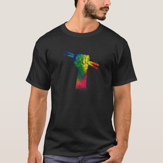 Drummer Drums Drumstick Drumset Music T-Shirt (Vorderseite)
