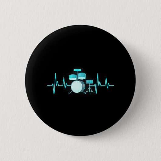 Drummer Drums Heartbeat Drumstick Drumset Music Button (Vorderseite)
