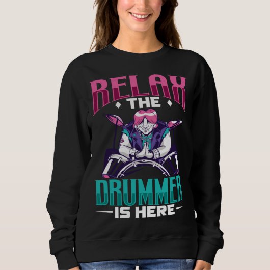 Drummer Drums Music Drum Set Drumming Instrument P Sweatshirt (Vorderseite)