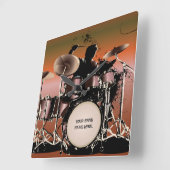 Drummer Drums Set Quadratische Wanduhr (Winkel)
