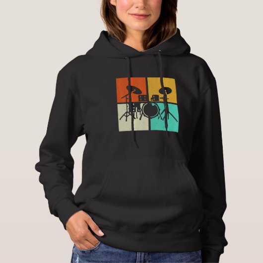 Drummer Drumset Vintag Hoodie (Vorderseite)
