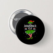 Drummer Elf Christmas Family Girls Women Elf Squad Button (Vorne & Hinten)