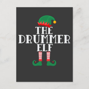 Drummer Elf Funny Christmas Drum Design Postkarte