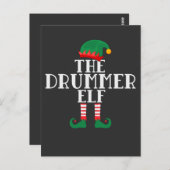 Drummer Elf Funny Christmas Drum Design Postkarte (Vorne/Hinten)