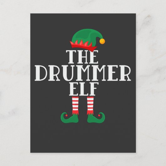 Drummer Elf Funny Christmas Drum Design Postkarte (Vorderseite)