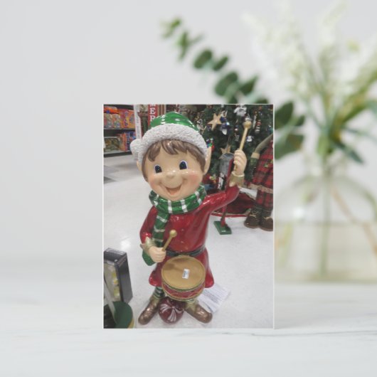 Drummer Elf Postkarte (Stehend Vorderseite)