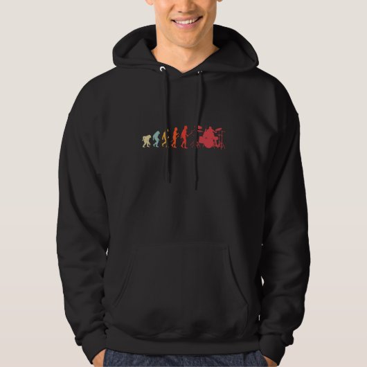 Drummer Evolution Drumming Man Playing Drums Drum Hoodie (Vorderseite)