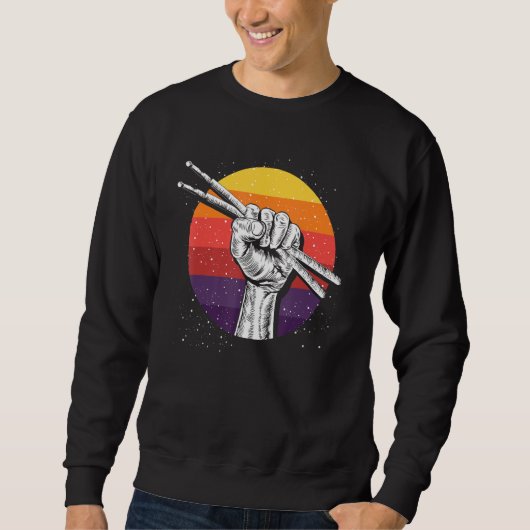 Drummer Fist Drumsticks Musik Retro Drums Sweatshirt (Vorderseite)