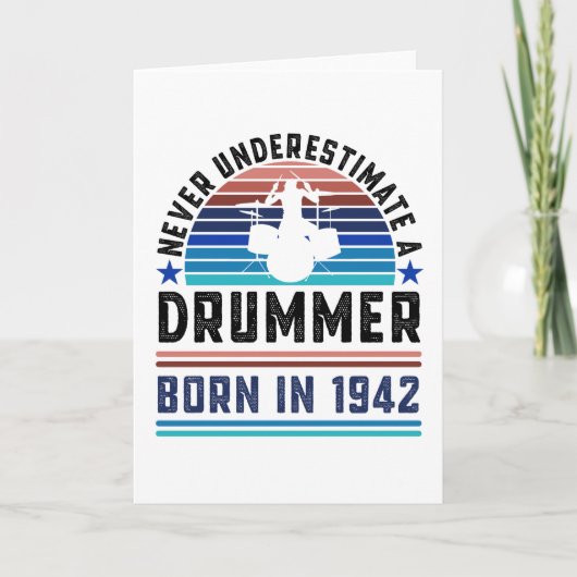 Drummer geboren 1942 80th Birthday Drumming Gift V Karte (Vorderseite)