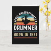 Drummer geboren 1971 50th Birthday Drumming Gift Karte (Gelbe Blume)