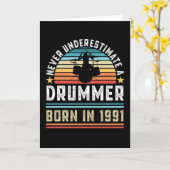 Drummer geboren 1991 30th Birthday Drumming Gesche Karte (Gelbe Blume)
