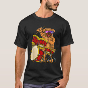 Drummer gibt Music Dog Animal Cartoon Drums Drums T-Shirt