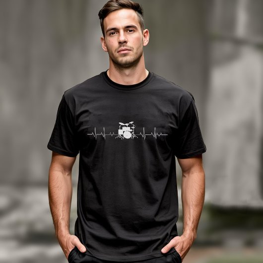 Drummer Gift Heartbeat Musikinstrument Trommeln T-Shirt