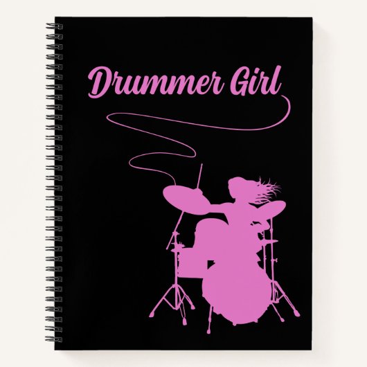 Drummer Girl Drum Kit Musiker Rock & Roll Musik Notizblock (Vorderseite)