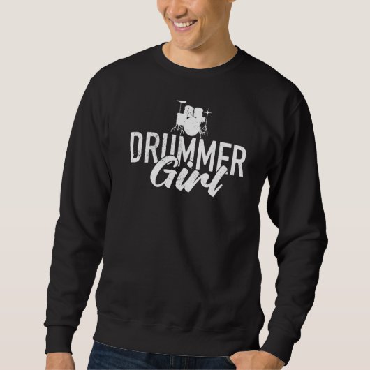 Drummer Girl Drum Set zum Drummen und Percussionie Sweatshirt (Vorderseite)
