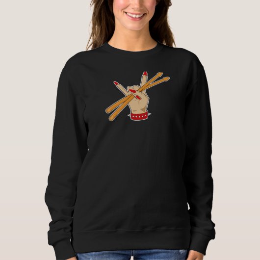 Drummer Girl Drum Sticks Design for Percussionists Sweatshirt (Vorderseite)