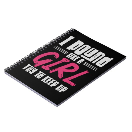 Drummer Girl Drumset Weiblicher Trommelmusiker Notizblock (Linke Seite)