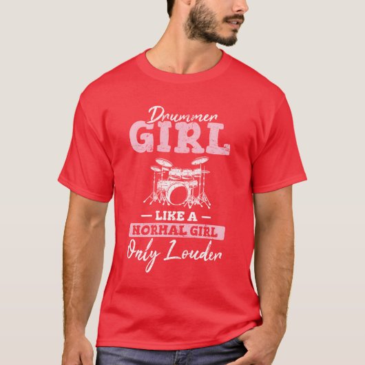 Drummer Girl Funny Drummer Percussion Drums Band M T-Shirt (Vorderseite)