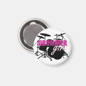Drummer Girl mit Spaß Lila und Schwarz Grunge Text Magnet (Vorderseite/Rückseite)