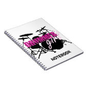 Drummer Girl mit Spaß Lila und Schwarz Grunge Text Notizblock (Rechte Seite)