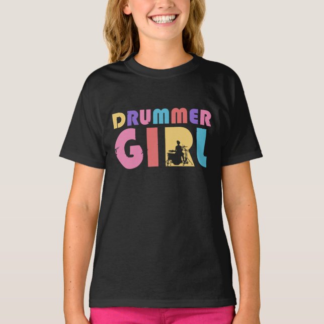 Drummer Girl Retro Vintag T-Shirt (Vorderseite)