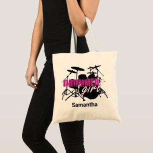 Drummer Girl Vorname Grunge Lila mit Text Tragetasche