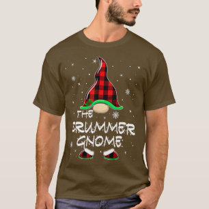 Drummer Gnome Buffalo Kariert Matching Family Chri T-Shirt