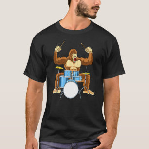 Drummer Gorilla Drum Player Kit Snare Hi-Hat Trap T-Shirt