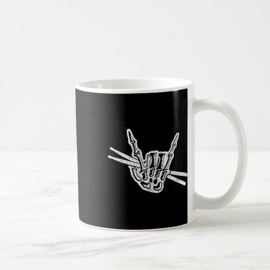 Drummer Halloween Skeleton Hand Rock and Roll Drum Kaffeetasse (Rechts)