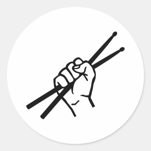 Drummer Hand Drummsticks Runder Aufkleber (Vorderseite)