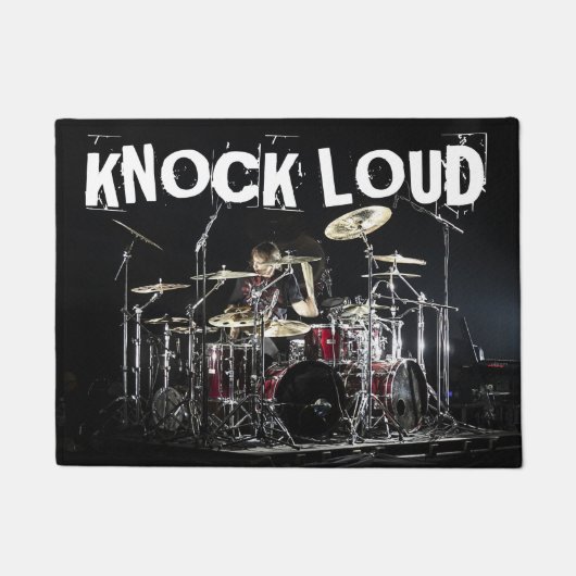 Drummer Heavy Metal Rock KNOCK LOUD Fun Geschenk Fußmatte (Vorderseite)