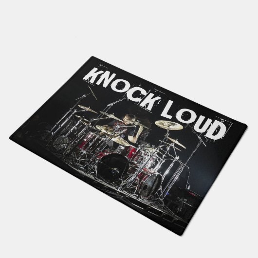 Drummer Heavy Metal Rock KNOCK LOUD Fun Geschenk Fußmatte (Schrägansicht)