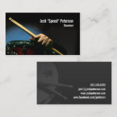 Drummer Holding Drumsticks Blue Business Card Visitenkarte (Vorne/Hinten)
