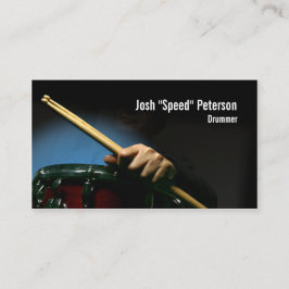 Drummer Holding Drumsticks Blue Business Card Visitenkarte