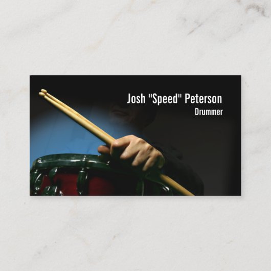 Drummer Holding Drumsticks Blue Business Card Visitenkarte (Vorderseite)