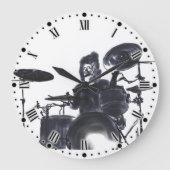 Drummer in Aktion Große Wanduhr (Vorderseite)