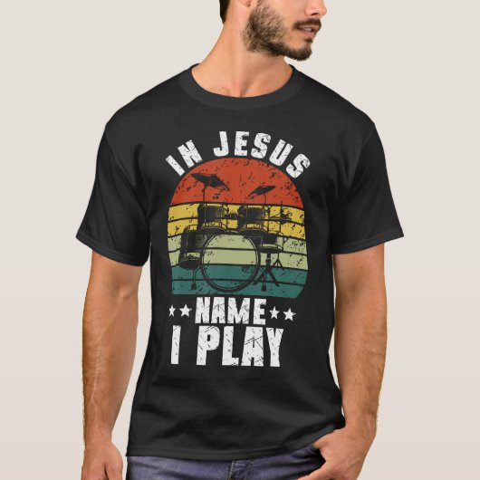 Drummer Jesus Drumming Drums Percussion Faith Chri T-Shirt (Vorderseite)
