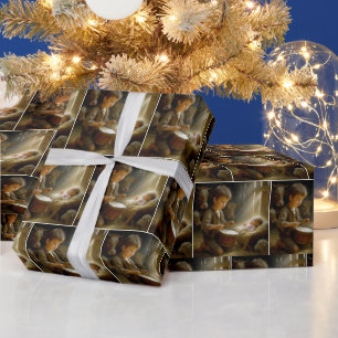 Drummer Junge mit dem Baby Jesus in Gefahr Geschenkpapier