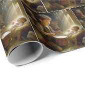 Drummer Junge mit dem Baby Jesus in Gefahr Geschenkpapier (Rolleneckpunkt)