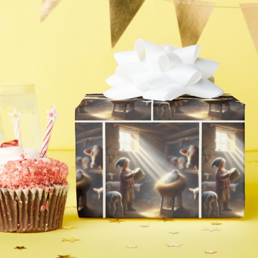 Drummer Junge mit dem Baby Jesus in Gefahr Geschenkpapier (Geburtstagsparty)