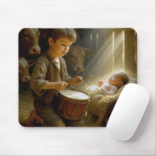 Drummer Junge mit dem Baby Jesus in Gefahr Mousepad