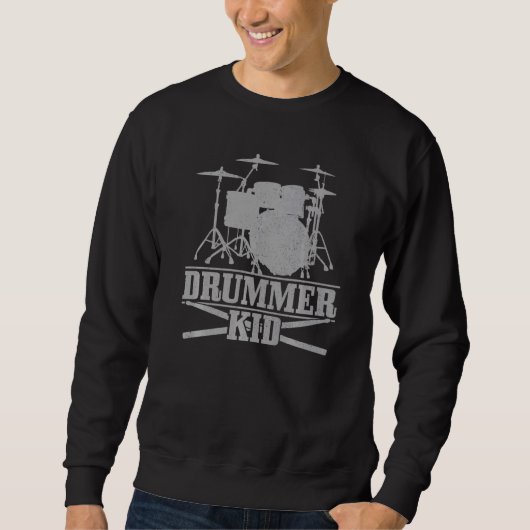 Drummer Kid Drum Sticks Drumming Vintage Drums Sweatshirt (Vorderseite)