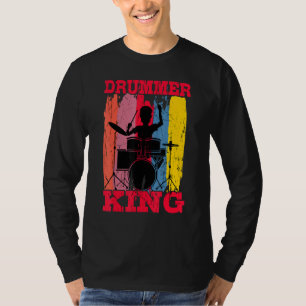 Drummer King Drums Kit Trap Set Snare Bass Hi-Hat T-Shirt