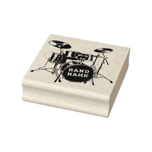 Drummer-Kit Personalisierter Band Name Holz Gummistempel (Stempel)
